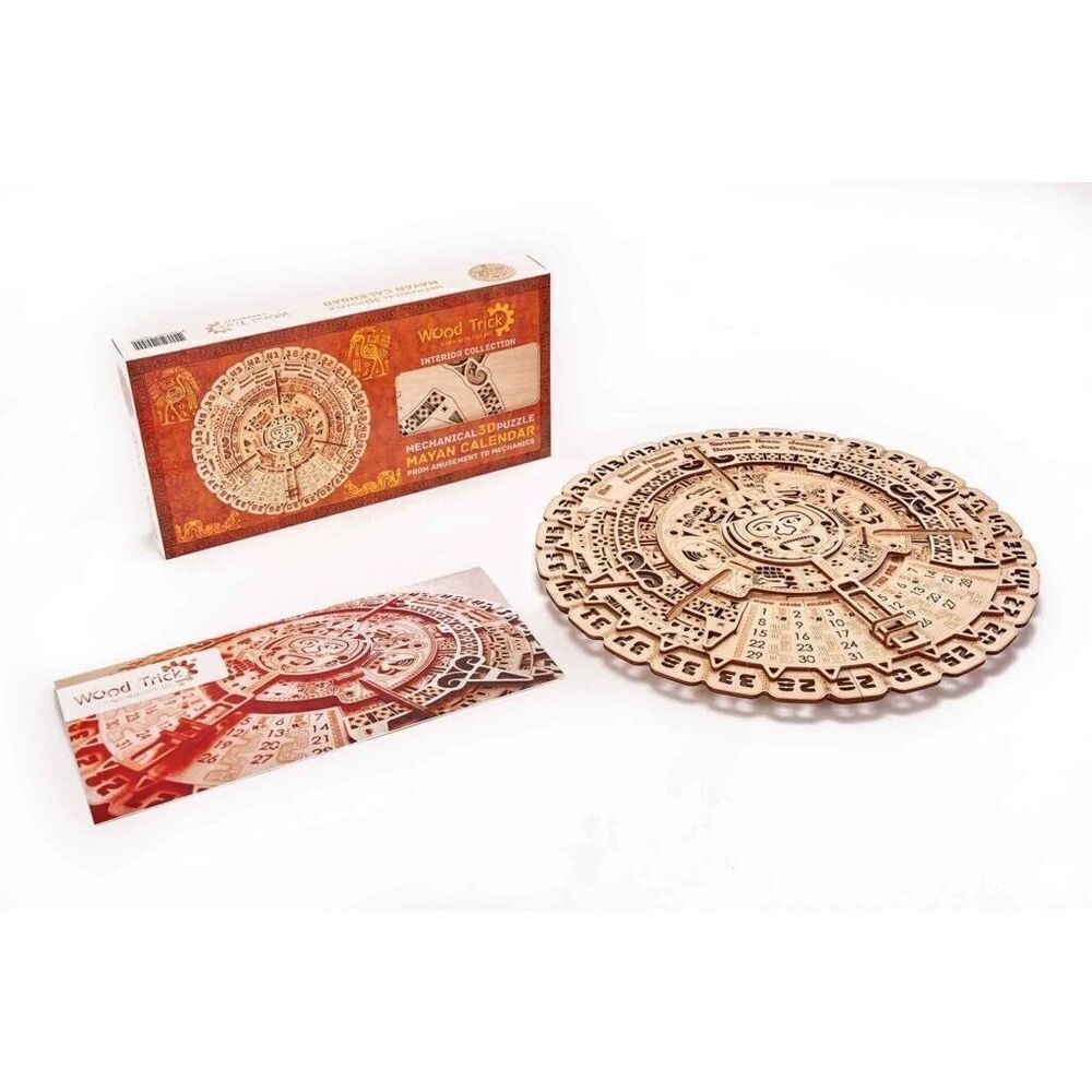 Wood Trick Mayan Calendar 3D Puzzle Mechanical Educational 73‎ Wooden Pieces NIB